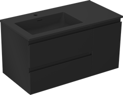 Mexen Orio шкаф за баня 90 см с мивка Otis лява, 2S, 1D, черен мат - 91A13-09047-3-BBFFF71-W18L71
