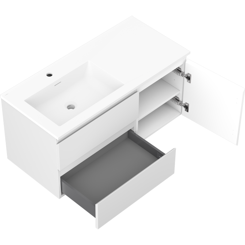 Mexen Orio баня шкаф 100 см с умивалник Otis лява, 2S, 1D, бял мат - 91A13-10047-3-BBFFF01-W18L01