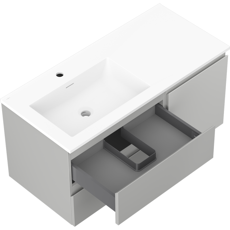 Mexen Orio баня шкаф 100 cm с мивка Otis лява, 2S, 1D, сива мат/бяла мат - 91A13-10047-3-BBFFF62-W18L01