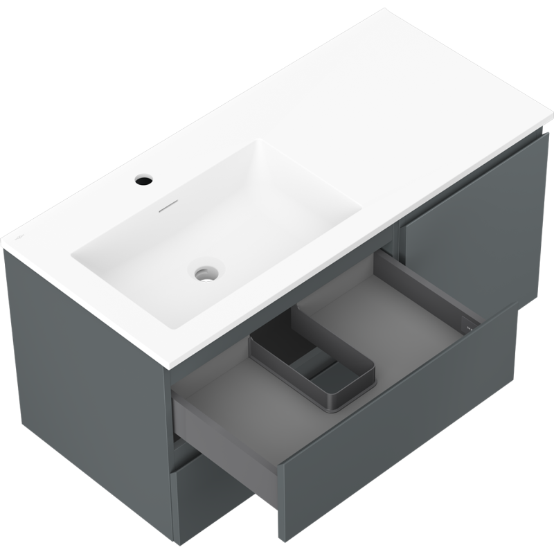 Mexen Orio шкаф за баня 100 см с мивка Otis лява, 2S, 1D, графит мат/бяло мат - 91A13-10047-3-BBFFF66-W18L01