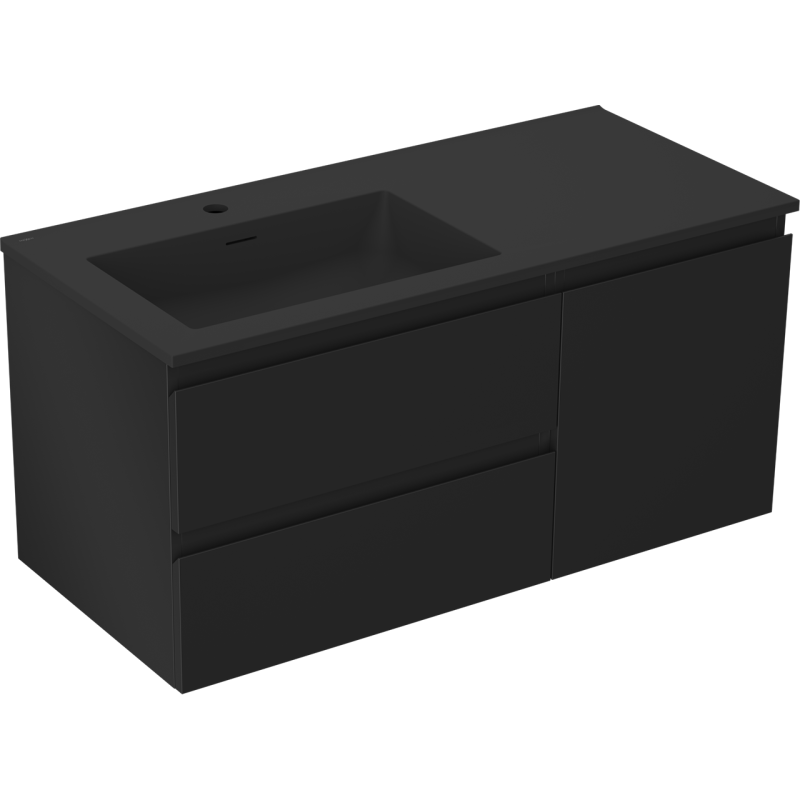 Mexen Orio шкаф за баня 100 см с мивка Otis лява, 2S, 1D, черен мат - 91A13-10047-3-BBFFF71-W18L71