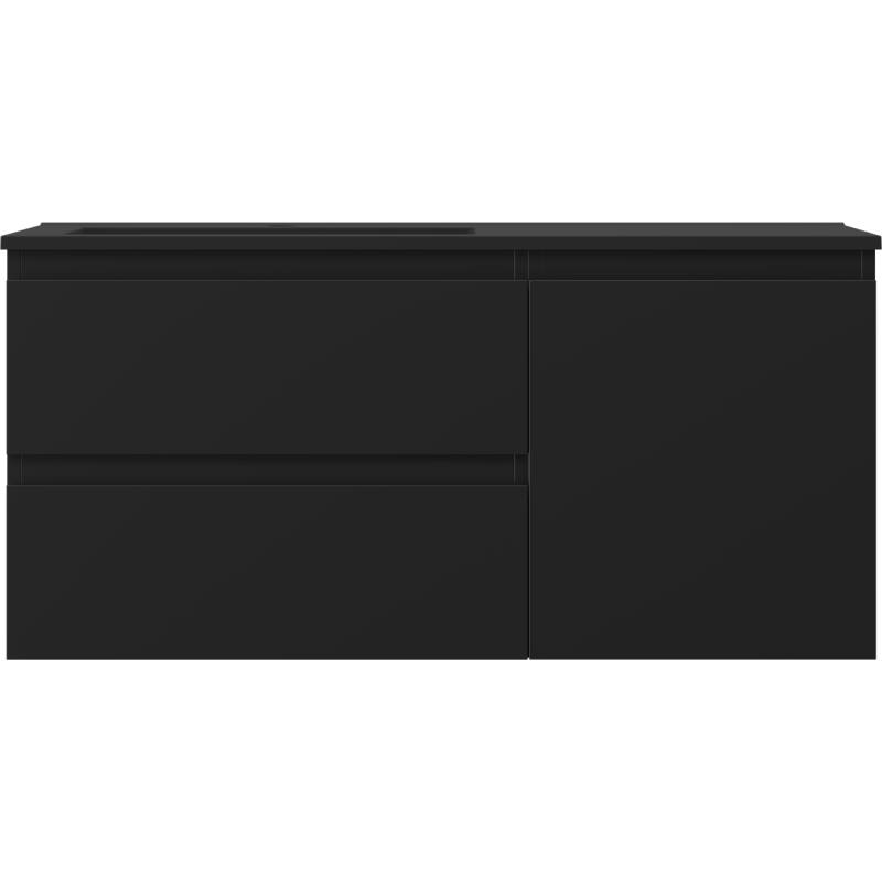 Mexen Orio шкаф за баня 100 см с мивка Otis лява, 2S, 1D, черен мат - 91A13-10047-3-BBFFF71-W18L71