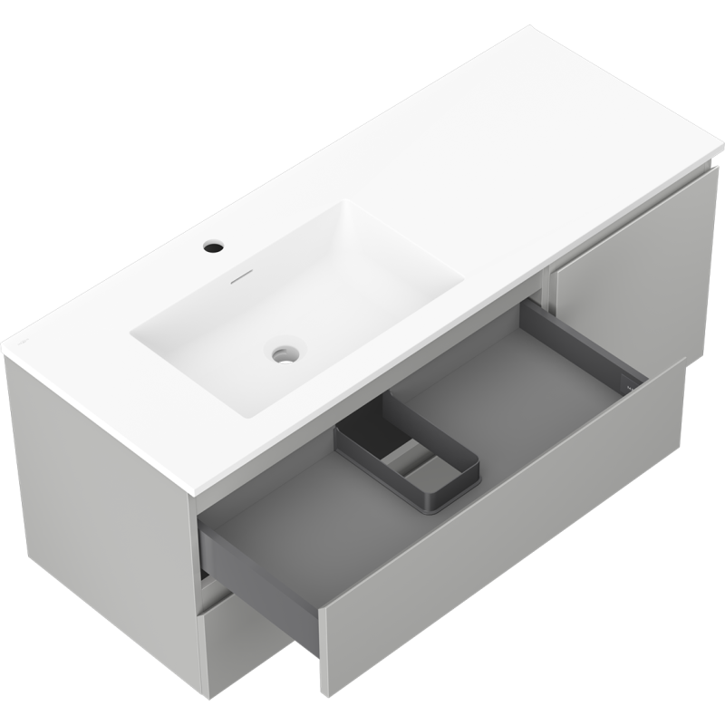 Mexen Orio шкаф за баня 120 см с мивка Otis лява, 2S, 1D, сив мат/бял мат