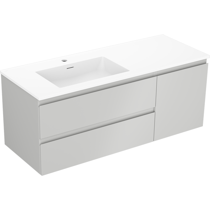 Mexen Orio шкаф за баня 120 см с мивка Otis лява, 2S, 1D, сив мат/бял мат