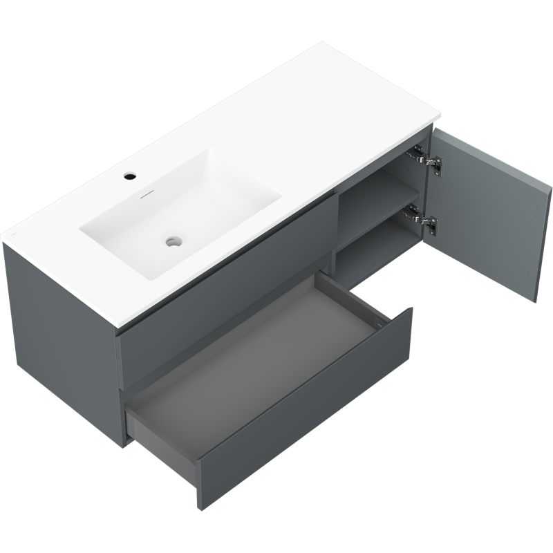 Mexen Orio шкаф за баня 120 см с мивка Otis лява, 2S, 1D, графит мат/бял мат