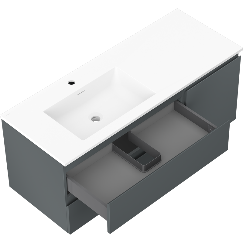 Mexen Orio шкаф за баня 120 см с мивка Otis лява, 2S, 1D, графит мат/бял мат