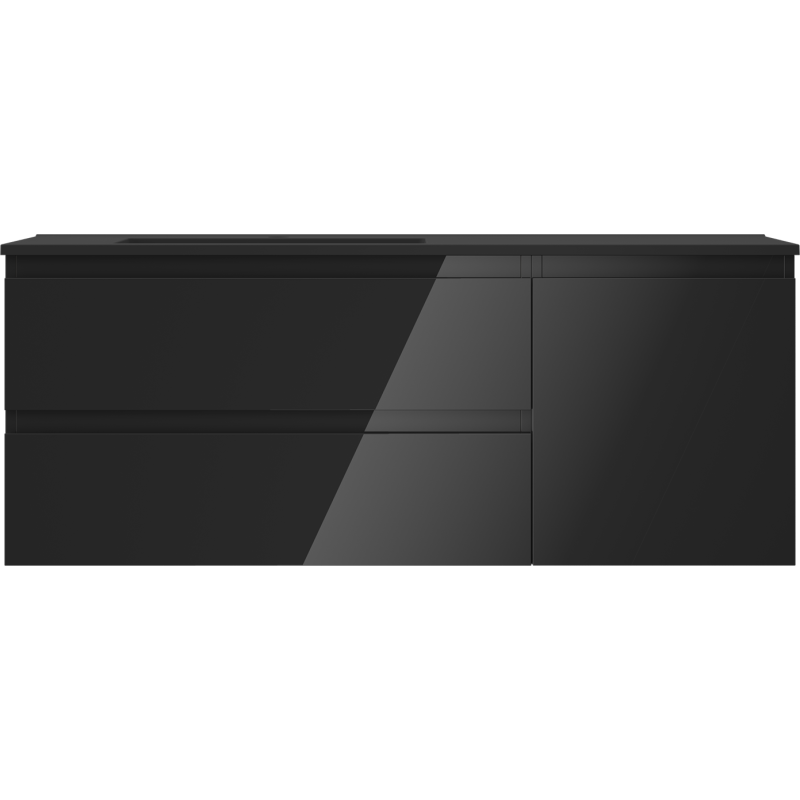 Mexen Orio баня шкаф 120 см с мивка Otis лява, 2S, 1D, черен гланц/черен мат - 91A13-12047-3-BBFFF70-W18L71