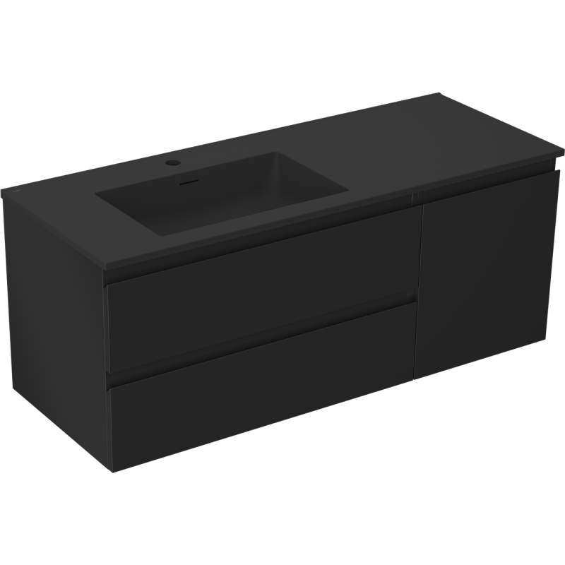 Mexen Orio шкафче за баня 120 см с мивка Otis лява, 2S, 1D, черна мат - 91A13-12047-3-BBFFF71-W18L71
