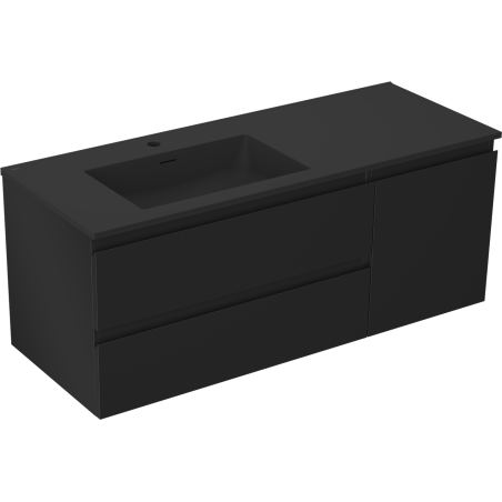 Mexen Orio шкафче за баня 120 см с мивка Otis лява, 2S, 1D, черна мат - 91A13-12047-3-BBFFF71-W18L71