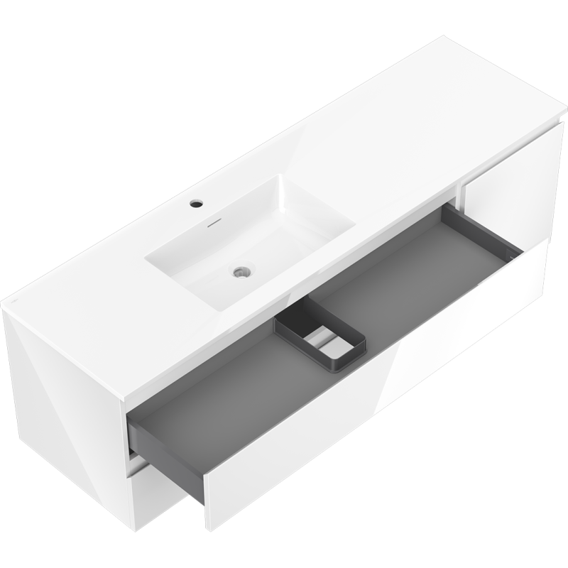 Mexen Orio шкафа за баня 160 см с мивка Otis лява, 2S, 1D, бяла гланц - 91A13-16047-3-BBFFF00-W18L00