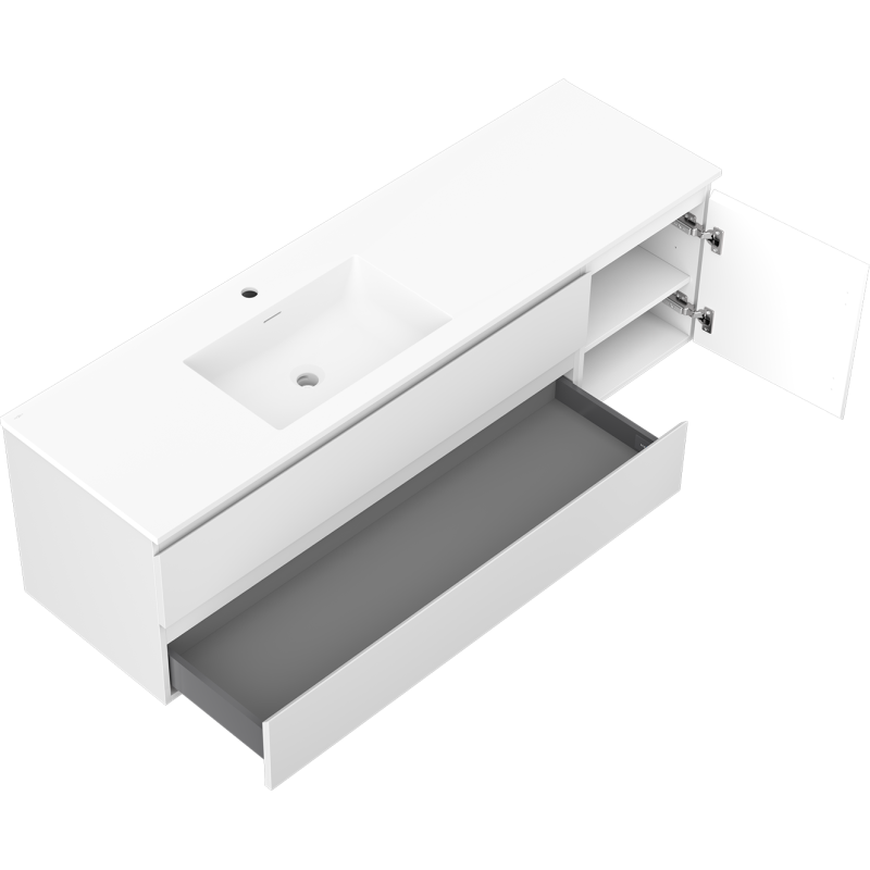 Mexen Orio шкаф за баня 160 см с мивка Отис ляв, 2S, 1D, бял мат - 91A13-16047-3-BBFFF01-W18L01