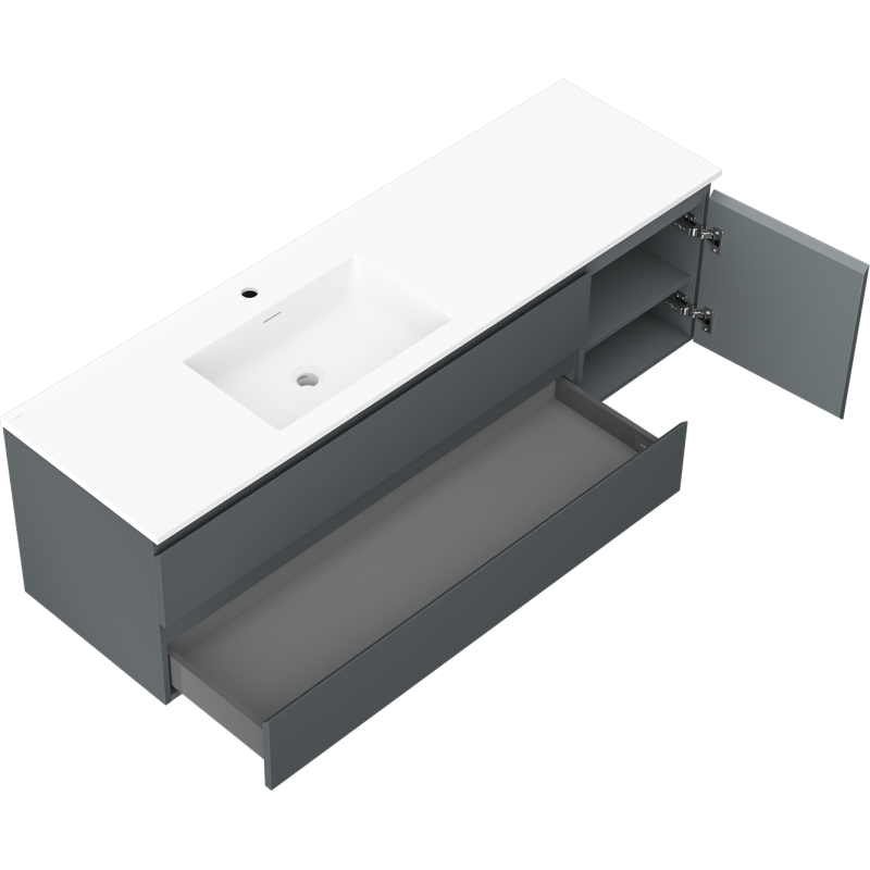 Mexen Orio шкаф за баня 160 cm с мивка Otis лява, 2S, 1D, графит мат/бял мат - 91A13-16047-3-BBFFF66-W18L01