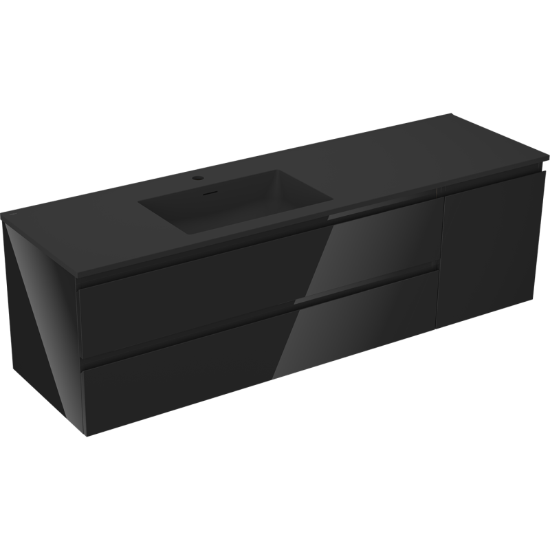 Mexen Orio шкафче за баня 160 см с мивка Otis ляво, 2S, 1D, черно гланц/черно мат