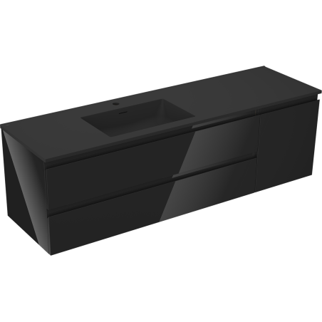 Mexen Orio шкафче за баня 160 см с мивка Otis ляво, 2S, 1D, черно гланц/черно мат