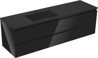 Mexen Orio шкафче за баня 160 см с мивка Otis ляво, 2S, 1D, черно гланц/черно мат