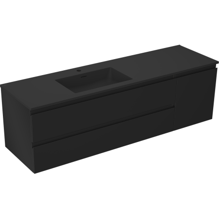 Mexen Orio баня комплект 160 см с мивка Otis лява, 2S, 1D, черен мат - 91A13-16047-3-BBFFF71-W18L71