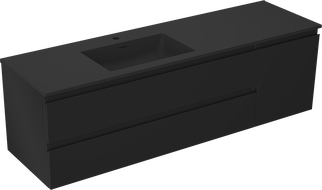 Mexen Orio баня комплект 160 см с мивка Otis лява, 2S, 1D, черен мат - 91A13-16047-3-BBFFF71-W18L71