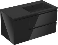 Mexen Orio баня шкаф 90 см с мивка Otis дясна, 2S, 1D, черен гланц/черен мат - 91A13-09047-3-BBFFF70-W18P71