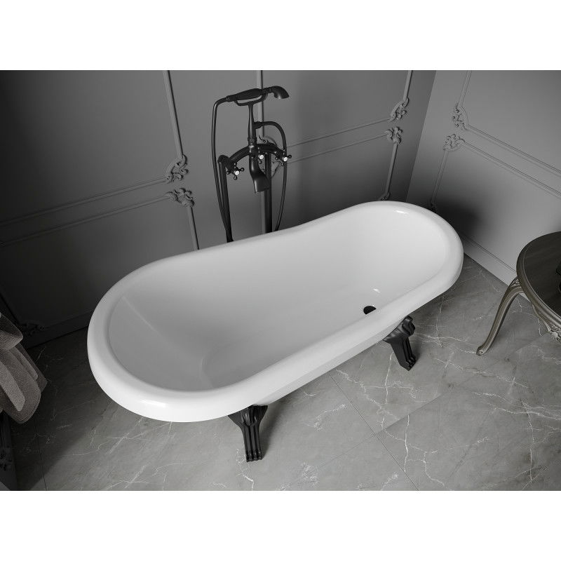Mexen Retro свободно стояща вана 150 x 73 cm, бяла, черни крака - 53251507300-70