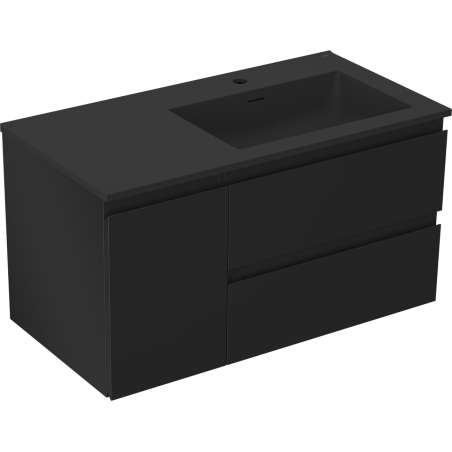 Mexen Orio шкаф за баня 90 см с мивка Otis дясна, 2S, 1D, черен мат - 91A13-09047-3-BBFFF71-W18P71