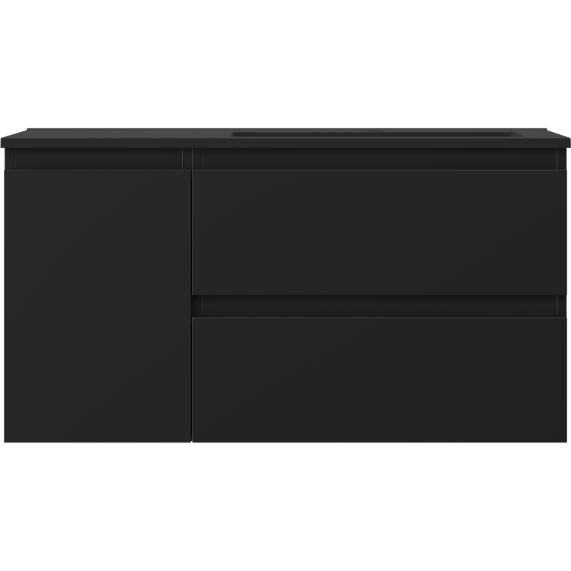 Mexen Orio шкаф за баня 90 см с мивка Otis дясна, 2S, 1D, черен мат - 91A13-09047-3-BBFFF71-W18P71