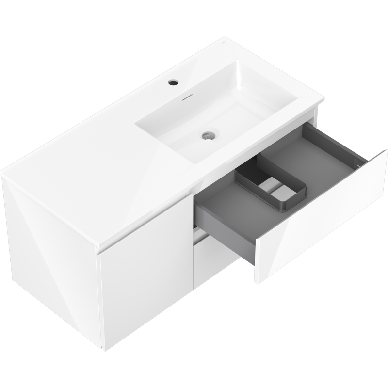 Mexen Orio баня шкаф 100 см с мивка Otis дясна, 2S, 1D, бял гланц - 91A13-10047-3-BBFFF00-W18P00