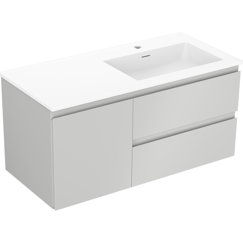 Mexen Orio баня шкаф 100 см с умивалник Otis вдясно, 2S, 1D, сив мат/бял мат - 91A13-10047-3-BBFFF62-W18P01