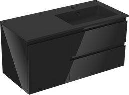 Mexen Orio шкаф за баня 100 cm с мивка Otis дясна, 2S, 1D, черен гланц/черен мат - 91A13-10047-3-BBFFF70-W18P71