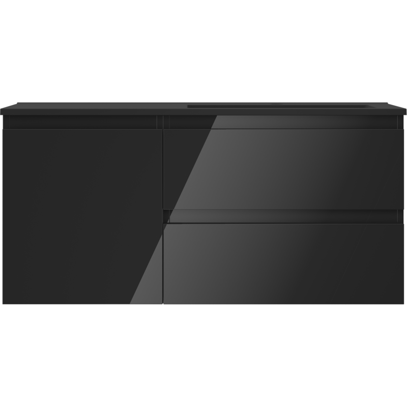 Mexen Orio шкаф за баня 100 cm с мивка Otis дясна, 2S, 1D, черен гланц/черен мат - 91A13-10047-3-BBFFF70-W18P71