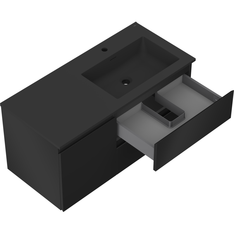 Mexen Orio шкаф за баня 100 см с мивка Otis дясна, 2S, 1D, черна мат - 91A13-10047-3-BBFFF71-W18P71