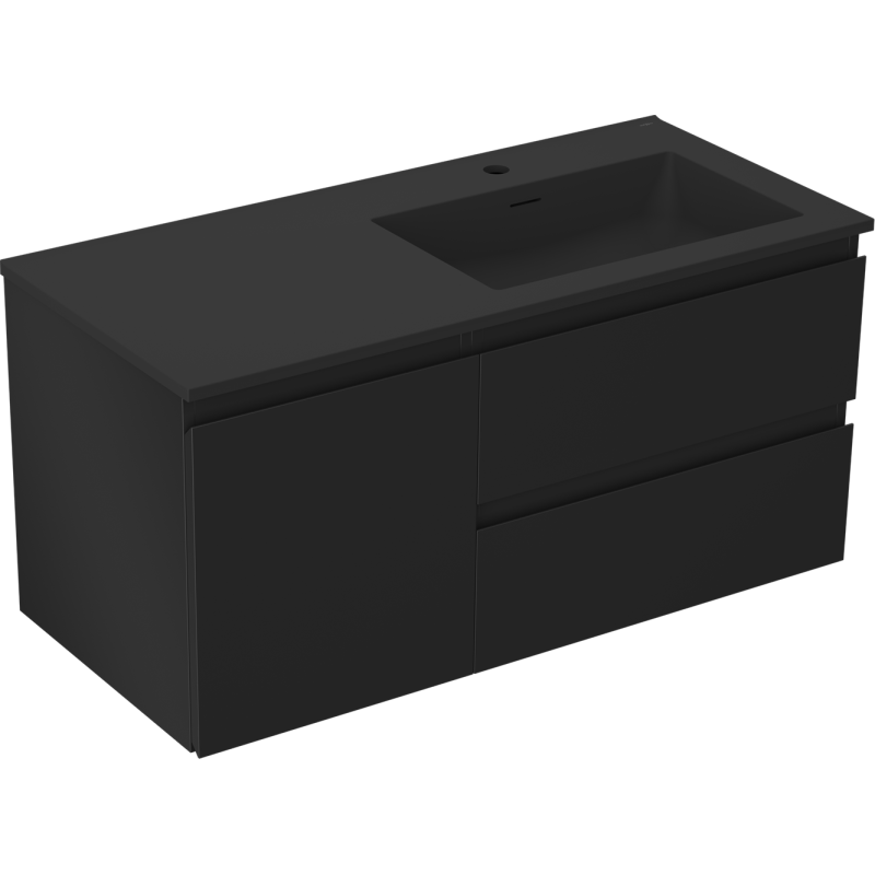 Mexen Orio шкаф за баня 100 см с мивка Otis дясна, 2S, 1D, черна мат - 91A13-10047-3-BBFFF71-W18P71