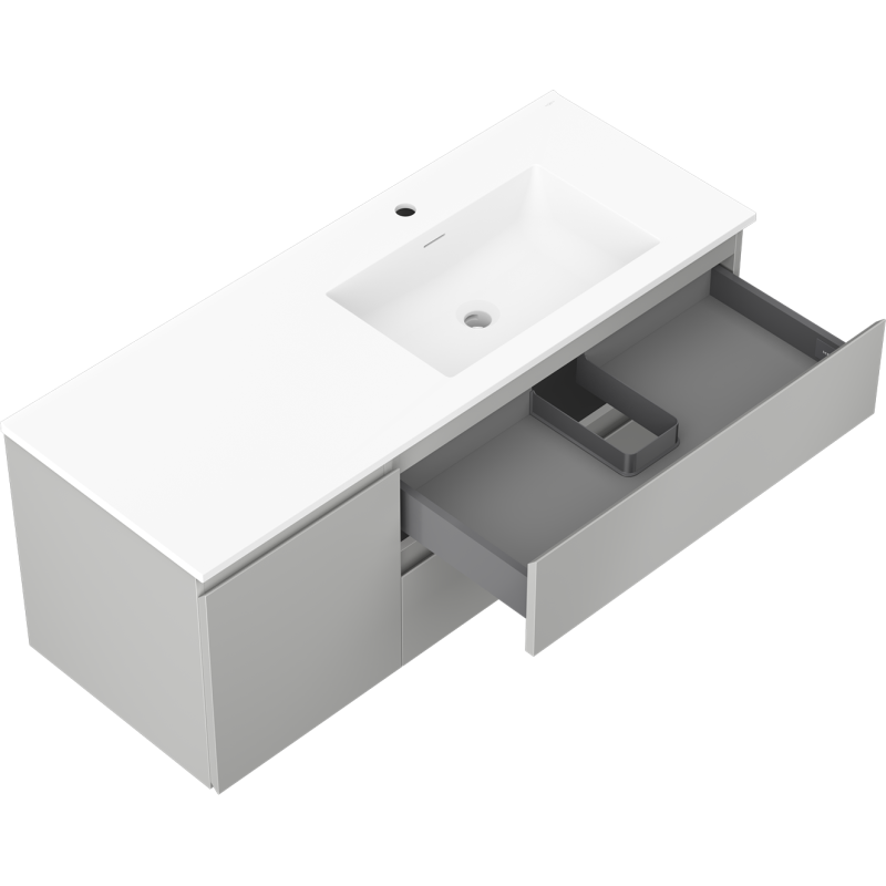 Mexen Orio шкаф за баня 120 см с мивка Otis дясна, 2S, 1D, сив мат/бял мат
