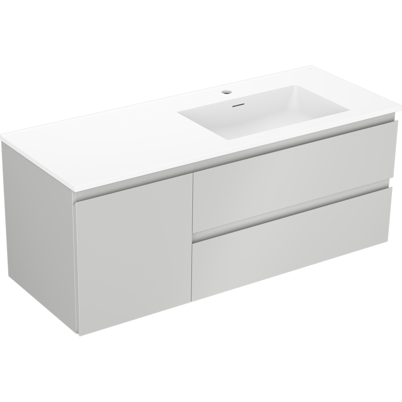 Mexen Orio шкаф за баня 120 см с мивка Otis дясна, 2S, 1D, сив мат/бял мат