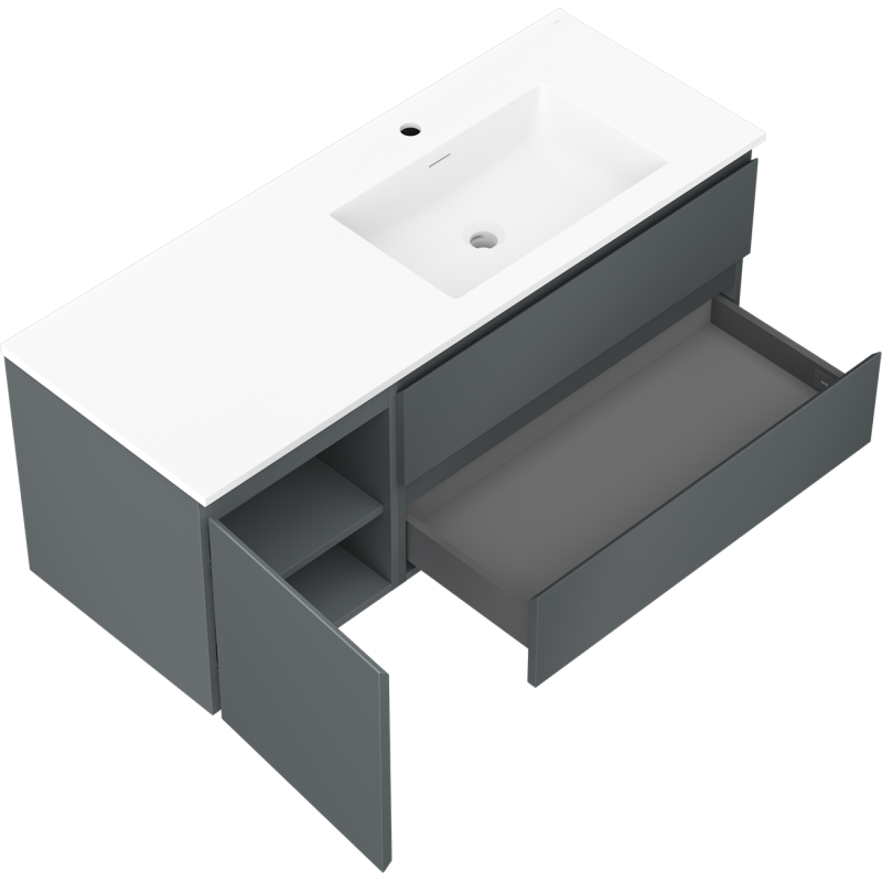 Mexen Orio баня шкаф 120 см с мивка Otis дясна, 2S, 1D, графит мат/бял мат - 91A13-12047-3-BBFFF66-W18P01