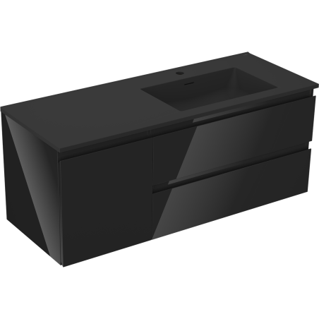 Mexen Orio шкаф за баня 120 см с мивка Otis дясна, 2S, 1D, черен гланц/черен мат