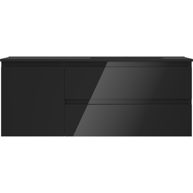 Mexen Orio шкаф за баня 120 см с мивка Otis дясна, 2S, 1D, черен гланц/черен мат