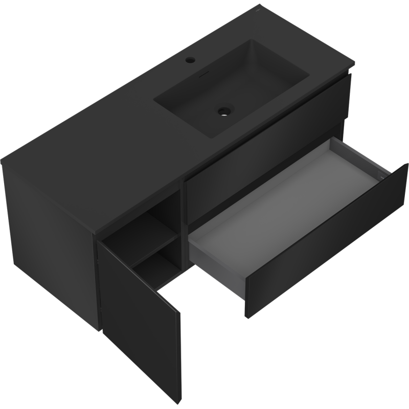 Mexen Orio шкаф за баня 120 см с мивка Otis вдясно, 2S, 1D, черен мат