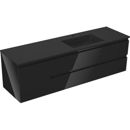 Mexen Orio шкаф за баня 160 см с мивка Otis дясна, 2S, 1D, черен гланц/черен мат - 91A13-16047-3-BBFFF70-W18P71