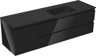 Mexen Orio шкаф за баня 160 см с мивка Otis дясна, 2S, 1D, черен гланц/черен мат - 91A13-16047-3-BBFFF70-W18P71