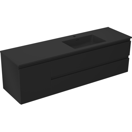 Mexen Orio шкаф за баня 160 см с мивка Otis дясна, 2S, 1D, черна мат - 91A13-16047-3-BBFFF71-W18P71