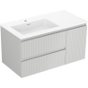 Mexen Rivel баня шкаф 90 см с мивка Otis лява, 2S, 1D, рифелована, сива мат/бяла мат - 91A23-09047-3-BBFFF62-W18L01