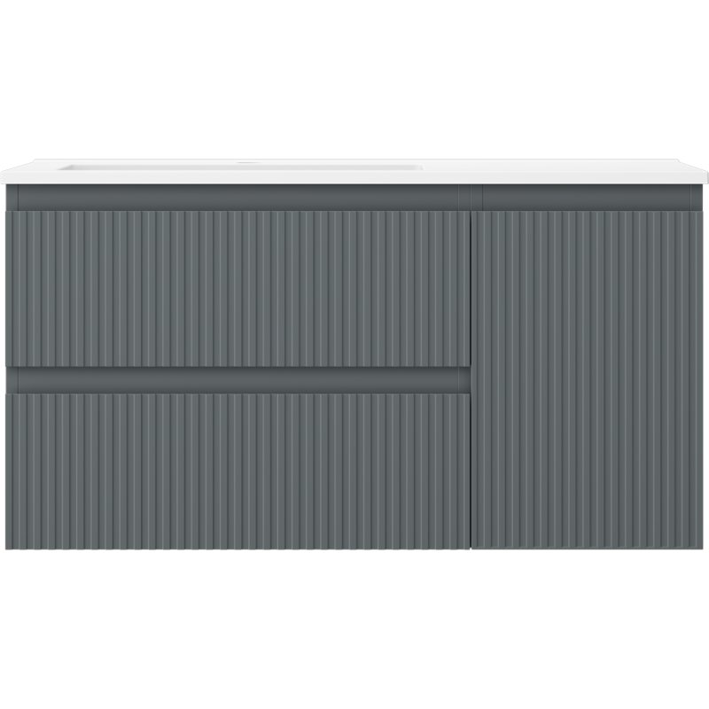 Mexen Rivel шкаф за баня 90 cm с мивка Otis лява, 2S, 1D, набраздена, графит мат/бяла мат - 91A23-09047-3-BBFFF66-W18L01