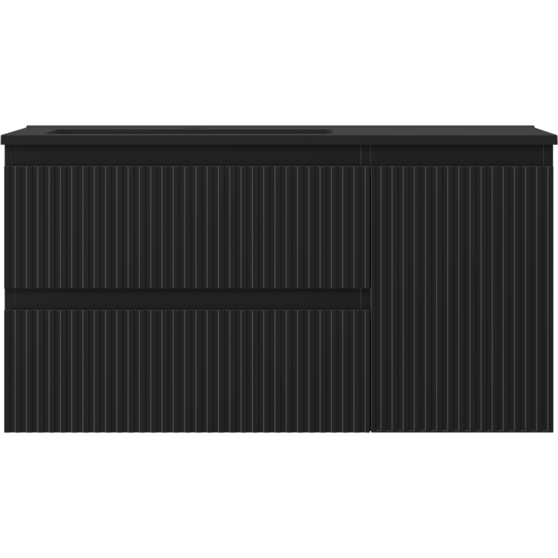 Mexen Rivel шкаф за баня 90 см с мивка Otis лява, 2S, 1D, нарязан, черен мат