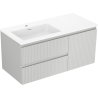 Mexen Rivel шкаф за баня 100 см с мивка Otis ляв, 2S, 1D, оребрен, сив мат/бял мат - 91A23-10047-3-BBFFF62-W18L01