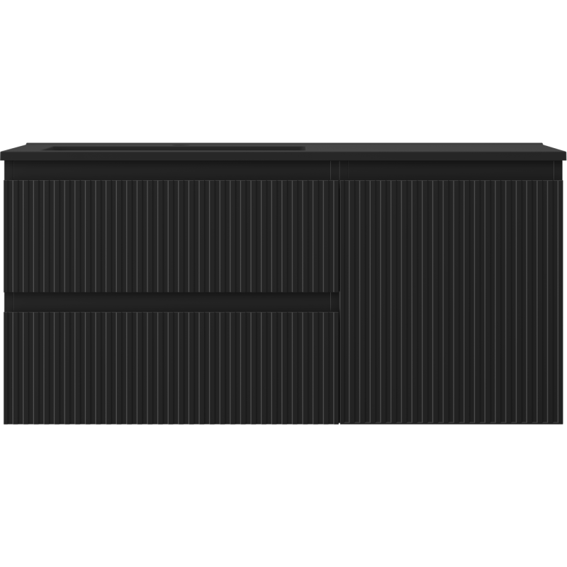 Mexen Rivel шкаф за баня 100 см с мивка Otis лява, 2S, 1D, рифелована, черен мат