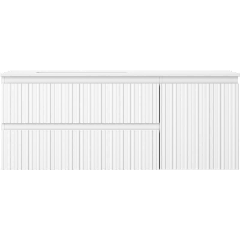 Mexen Rivel баня шкаф 120 cm с мивка Otis лява, 2S, 1D, набразден, бял мат - 91A23-12047-3-BBFFF01-W18L01
