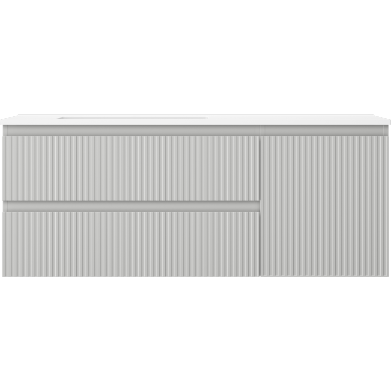 Mexen Rivel шкаф за баня 120 см с мивка Otis ляв, 2S, 1D, набразден, сив мат/бял мат - 91A23-12047-3-BBFFF62-W18L01