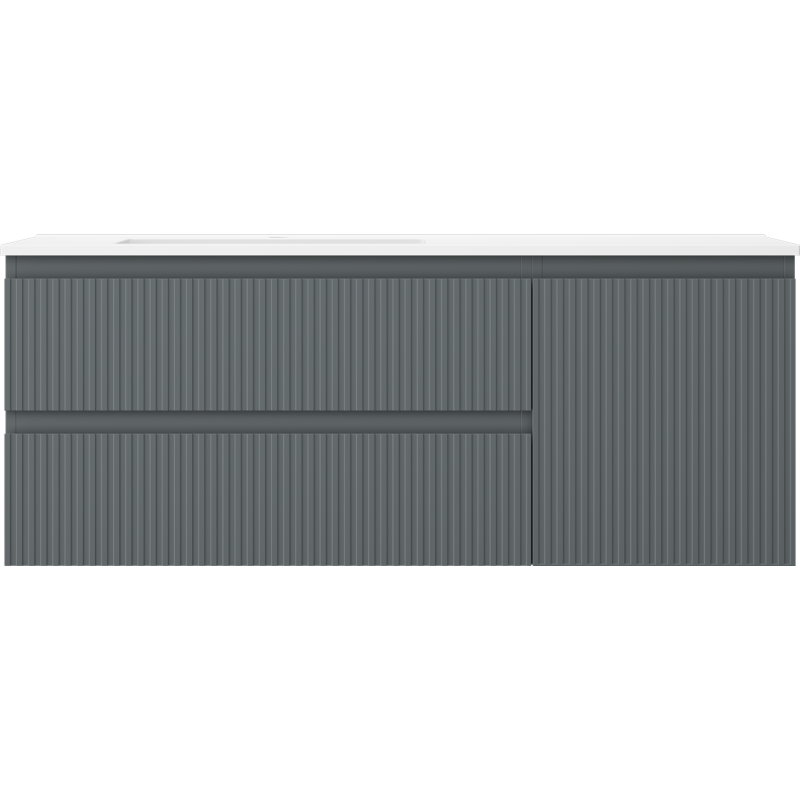 Mexen Rivel шкаф за баня 120 см с лява мивка Otis, 2S, 1D, релефен, графит/бял мат - 91A23-12047-3-BBFFF66-W18L01