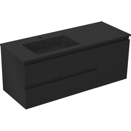 Mexen Rivel баня шкаф 120 см с мивка Otis лява, 2S, 1D, ребриста, черен мат - 91A23-12047-3-BBFFF71-W18L71