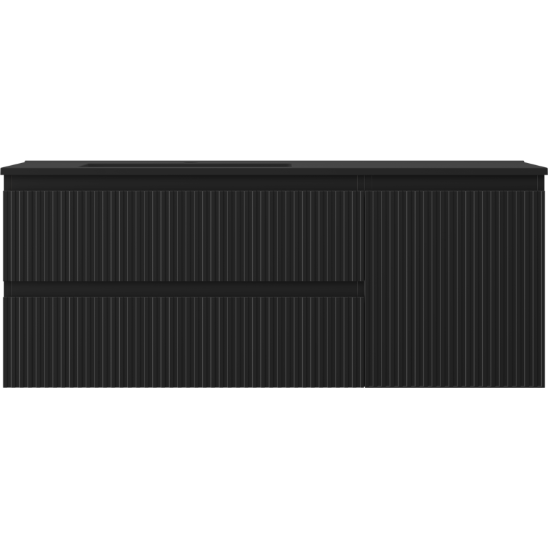 Mexen Rivel баня шкаф 120 см с мивка Otis лява, 2S, 1D, ребриста, черен мат - 91A23-12047-3-BBFFF71-W18L71